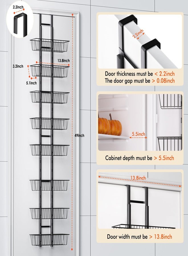 LUXEAR Over the Door Pantry Organizer, 8-Tier Adjustable Over the Door Hanging Spice Rack, No-Assembly Foldable Metal Over the Door Organizer for Kitchen, Home, Laundry Room, Bathroom - Image 3